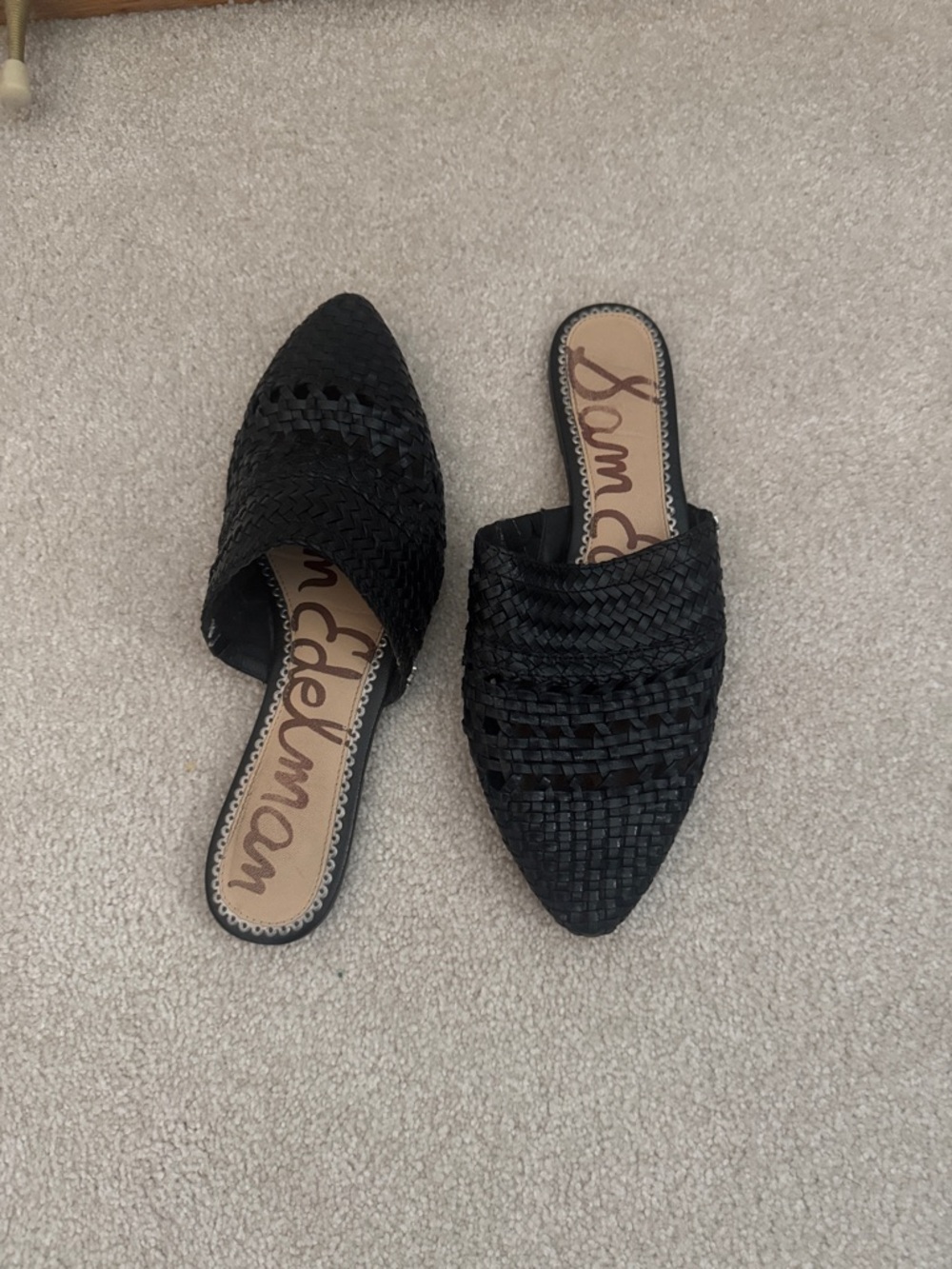 Sam Edelman Black Woven Pointed Mules
